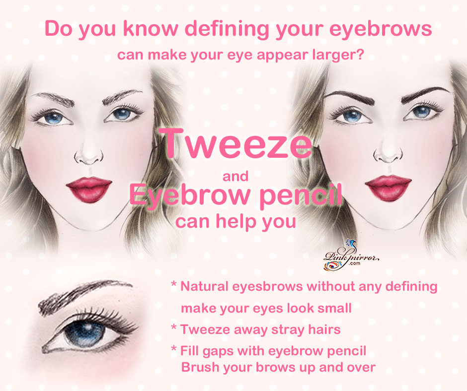 makeup tip eyes look larger define eyebrow