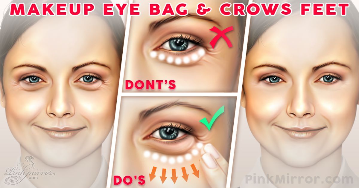 how to makeup conceal under eye bags crows feet